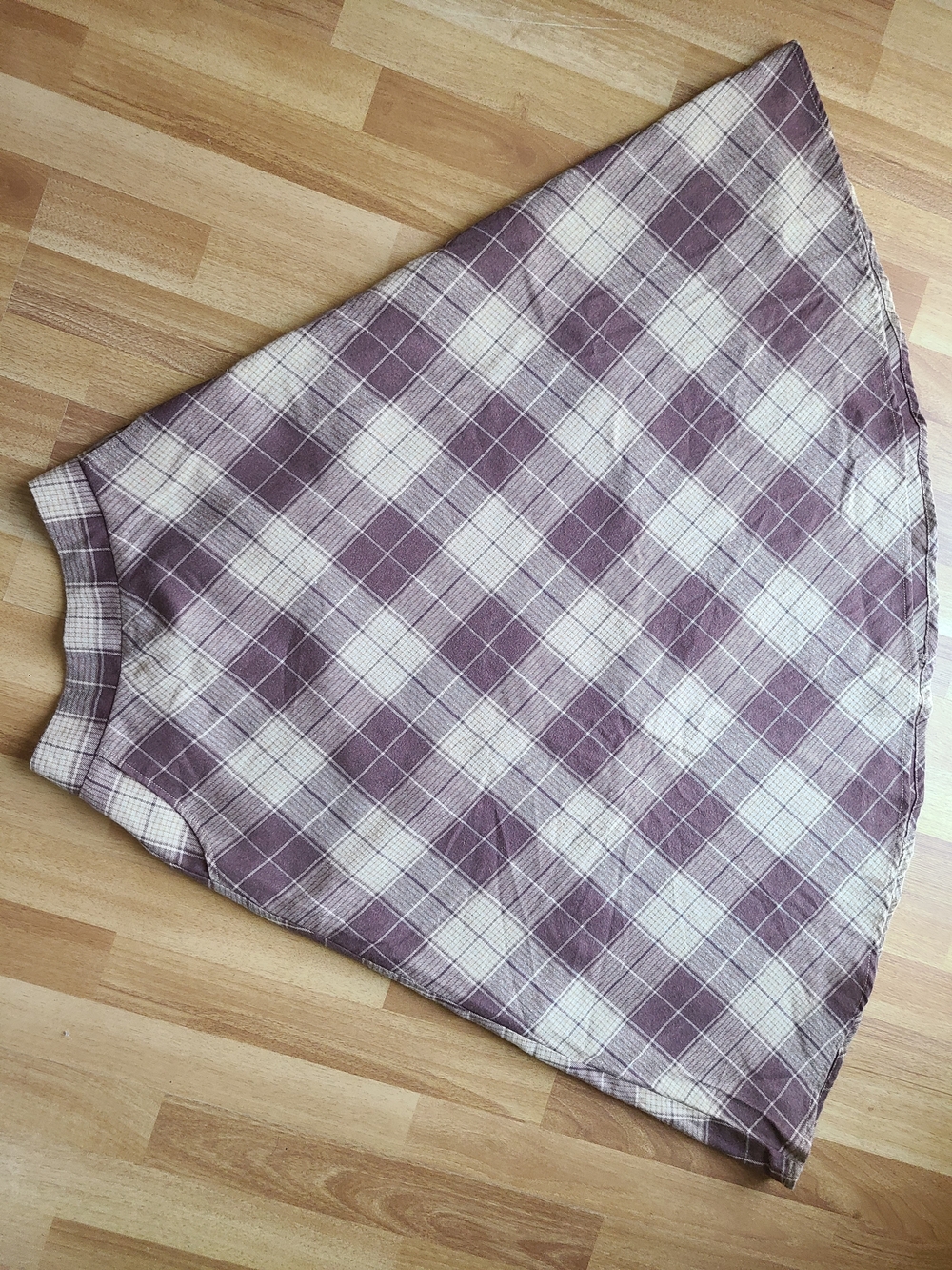 Plaid A-Line Midi Skirt in Brown and Cream